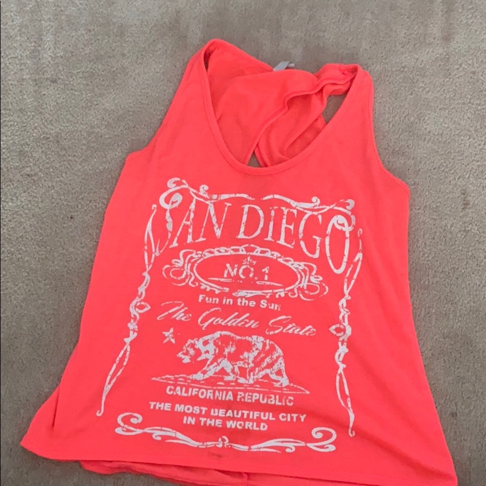 Neon pink San Diego open back tank top
